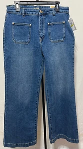 Michael Kors Women 14 Selma Wide Leg High Rise Jeans Medium Wash Blue New NWT - Picture 1 of 9