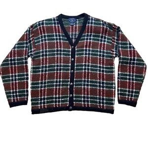 Cárdigan Chelsea Cambell rojo tartán a cuadros mezcla de mohair para mujer talla L con botones - Imagen 1 de 8