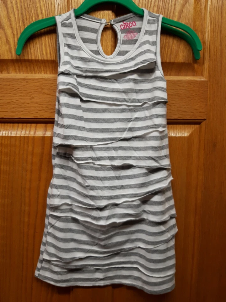 Girl's Circo Dress Size M Gray Stripe Tank Dress - Image 1 of 3