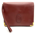 Authentic Cartier Must de Cartier Clutch Hand Bag Leather Mustline X03-0033