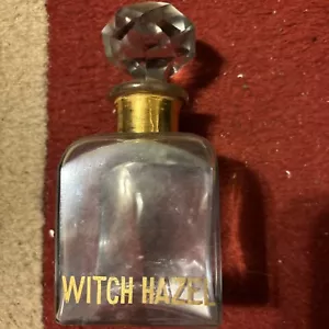 WITCH HAZEL Apothecary Barber Bottle Pontil Ground Glass Stopper Gold Leaf - Picture 1 of 21