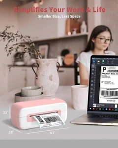 Stampante termica etichette Phomemo rosa etichetta spedizione 4x6 Royal Mail Amazon solo USB - Foto 1 di 15