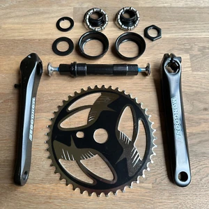 MONGOOSE 44T Crank Set BMX Bike Mid School 3-Piece Crank 3PC Chainring Black - Picture 1 of 21