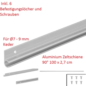 Kederschiene Alluminio Kederleiste 100cm für7- 9mm Tubazioni 90° Tenda Ruolotte - Picture 1 of 3