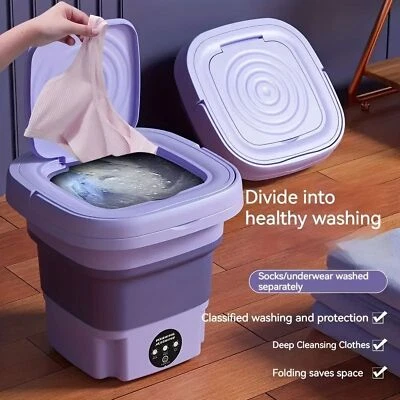 Portable Washing Machine Mini Washer Foldable Washer and Spin Dryer Small Travel - Image 1 of 4