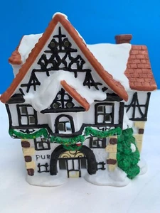 Yuletide Country Pub 1989 Ceramic Under Christmas Decoration Building #511 - Picture 1 of 6
