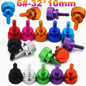 6#-32*10mm Colour Knurled Thumb Screw Aluminum Hand Grip Knob Bolts For PC Case - Picture 1 of 11