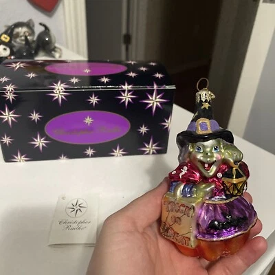 FLAW Radko Halloween Snaggle Haggle Witch Glass Ornament 4.5” - Image 1 of 4