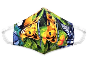Fabric Face Mask Cotton Reusable Washable Adult US Made - Animal Wildlife Jungle - Picture 1 of 4