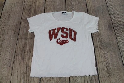 Camisa blanca Kid n' Me WSU Washington State Cougars Sparkle Spellout juvenil mediana Foto 1 de 4