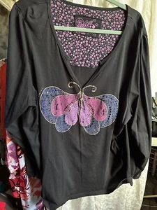 Evans Butterfly Embellished Design Top Size 30/32 Bnwt - Picture 1 of 3