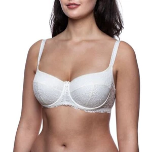 Push Up Bandeau Bra Lace Balconette Plus Size Sexy Pushup with Support Padded - Picture 1 of 37