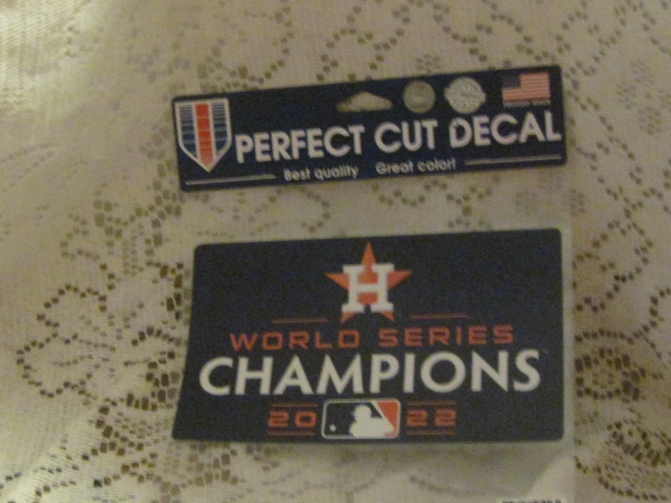 HOUSTON ASTROS  2022 WORLD SERIES CHAMPIONS 8" DIE CUT DECAL BLUE ORANGE MLB NEW - Image 1 of 1