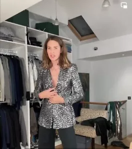 Zara Black Silver Sequin Blazer Jacket Size L TRINNY Ref 8987 627 - Picture 1 of 5