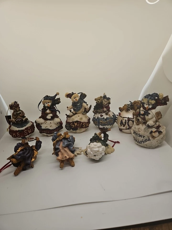 Boyd’s Bears Christmas Ornaments-Lot Of 9- Angel Bears- And Snowmen Vintage - Image 1 of 4
