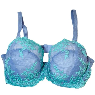 Sujetador Wacoal 38D Abrazo Encaje Con Aros Bordado Copa Suave 65191 Azul y Verde Azulado Foto 1 de 4