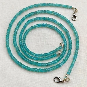 Collar de 16" cuentas de rondelle facetadas de tamaño de gemas de apatita verde natural de 3 a 4 mm - Imagen 1 de 9