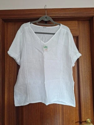 White Linen Blouse  one Size ... - Image 1 of 4