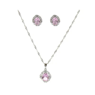 Gold Coast Pink Nano Morganite Platinum Plated Pendant, Necklace & Earrings Set - Image 1 of 4