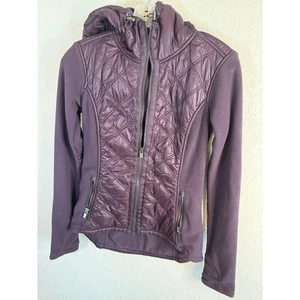 Athleta Stepp Fleece Jacke mit Kapuze lila XS durchgehender Reißverschluss Taschen sportlich - Bild 1 von 7