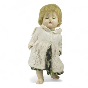 Antique Old Girl Doll Dressed Flexible 17 Inch Tall Vinatge Preloved - Picture 1 of 16
