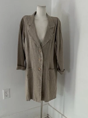 FLAX Slub Organic Linen Duster Jacket Size Large Lagenlook - Image 1 of 4