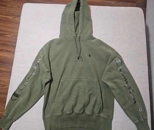Champion Reverse Weave Herren Hoodie Heavy Green Medium Sleeve Logos Embroidered - Bild 1 von 10