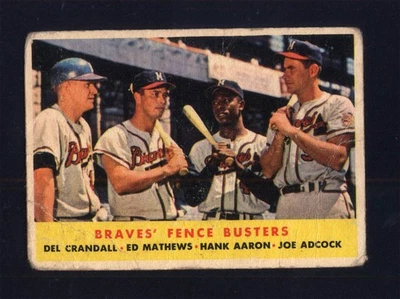 1958 Topps #351 Brave's Fence Busters con Aaron (FR) 008480 Foto 1 de 2