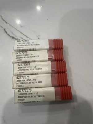 Lot 5 Accupro .049x1/8x.147x1-1/2 4FL End Mill Carbide 62777578 — 第 1/3 张图片