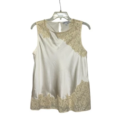 Elizabeth and James Ivory Silk Lace Trim Sleeveless Tank Top Size 10 - Image 1 of 4