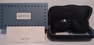Gucci Rectangular-Frame 145mm Grey Lens Women's Sunglasses - Black GG0811S-001 - Picture 1 of 3