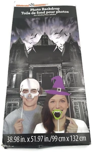 Way To Celebrate Halloween Haunted House Vinyl Photo Backdrop 40 In X 52 In - Picture 1 of 3