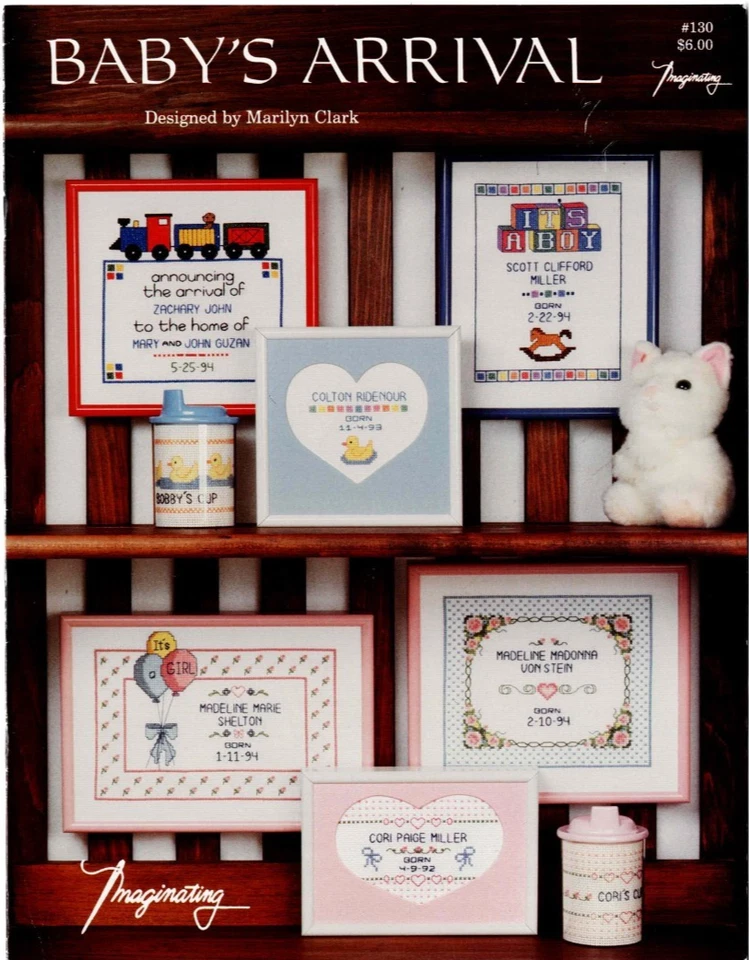 Baby's Arrival Baby Sampler Cross Stitch Chart Patterns Imaginating 1995 Vintage - Image 1 of 1