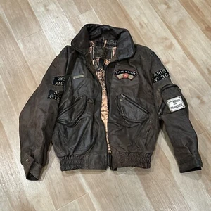 Vintage Express Leder Bomberjacke Reißverschluss fehlt - Bild 1 von 6