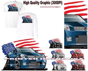 Camiseta blanca Cadillac XLR convertible bandera de EE. UU. DigiRods dibujos animados coche s-5X - Imagen 1 de 6