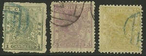 Old China Stamps: 1885-8 1 c green, 3c lilac, 5c grnsh yellow (3) Used - Picture 1 of 2