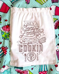 Half Apron Cupcake Embroidery Pocket Large Size Kitschy Cute Kitchen Handcrafted - Picture 1 of 5