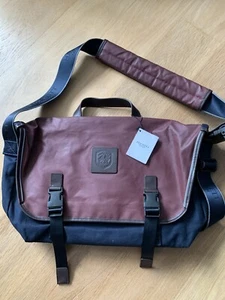 New Hackett Messenger Bag In Burgundy/Navy/Brown - Picture 1 of 9