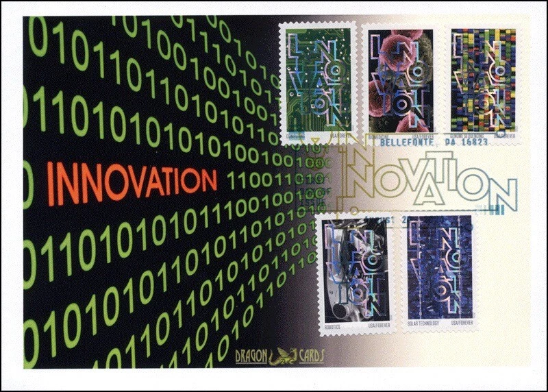 Sc. 5514-18 Innovation Dragon Cards FDC – Color Postmark - Image 1 of 1