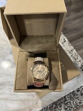 Authentic Burberry Women's City Watch Gold Colored Plate with Plaid Band EUC