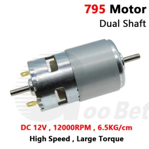 42mm Mini 795 Electric Motor Dual Shaft DC 12V 12000RPM High Speed Large Torque - Picture 1 of 10