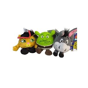 Shrek Donkey Puss in Boots 4" mini Squeezers Plush  Stuffed Animal Lot of 3