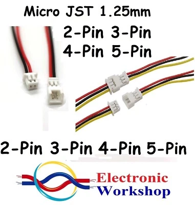 Micro JST 1.25 mm Electrical Connector Wires 2, 3, 4, 5-Pin Male Female UKSELLER - Image 1 of 4