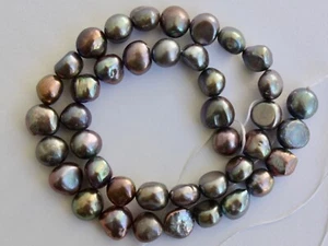 BK03 Zuchtperlen Strang Süßwasser Perlen Schmuck Kette Halskette 9-10 mm barock - Bild 1 von 1