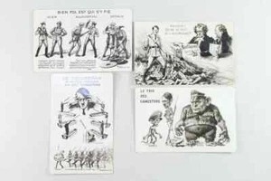 4 VTG 30's Satirical French Postcards Paul Barbier Anti-Hitler WWII, Propaganda - Picture 1 of 8