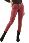 Damskie elastyczne spodnie ze sztucznej skóry Skinny mid rise Spodnie Czerwone UK 6-14
