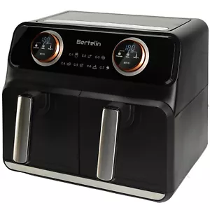 Dual Zone Air Fryer Oven 8L Double Basket Digital Mini Cooker Black - Bertelin - Picture 1 of 8