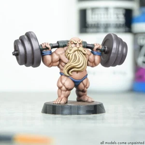 DWARF WEIGHT LIFTER Fantasy: D&D, NPC, Frostgrave, Resin Miniature 28mm 32mm - Picture 1 of 3