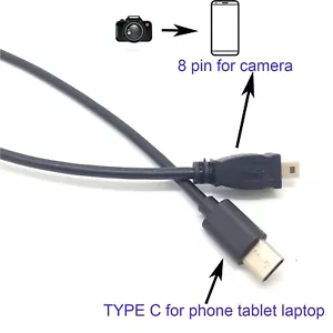 USB-C OTG CABLE FOR PANASONIC LUMIX DMC-FX01 FX07 FX10 FX12 FX3 FX30 FX50 FX7 - Picture 1 of 11
