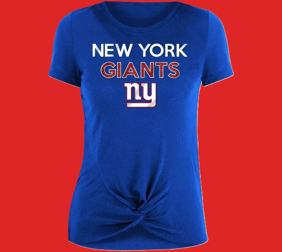 Camiseta New York Giants Feminina New Era Glitter Nó Azul - Nova - Imagem 1 de 1